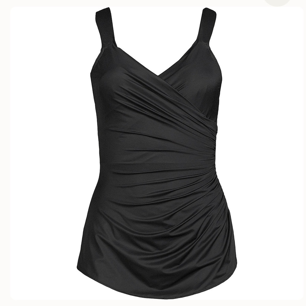 Lands end slender tummy control skirted black  swimsuit - Picture 4 of 6